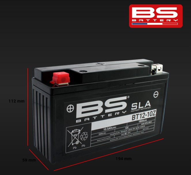 Bateria BS SLA BT12-10Z 12V 10,5Ah 180CCA